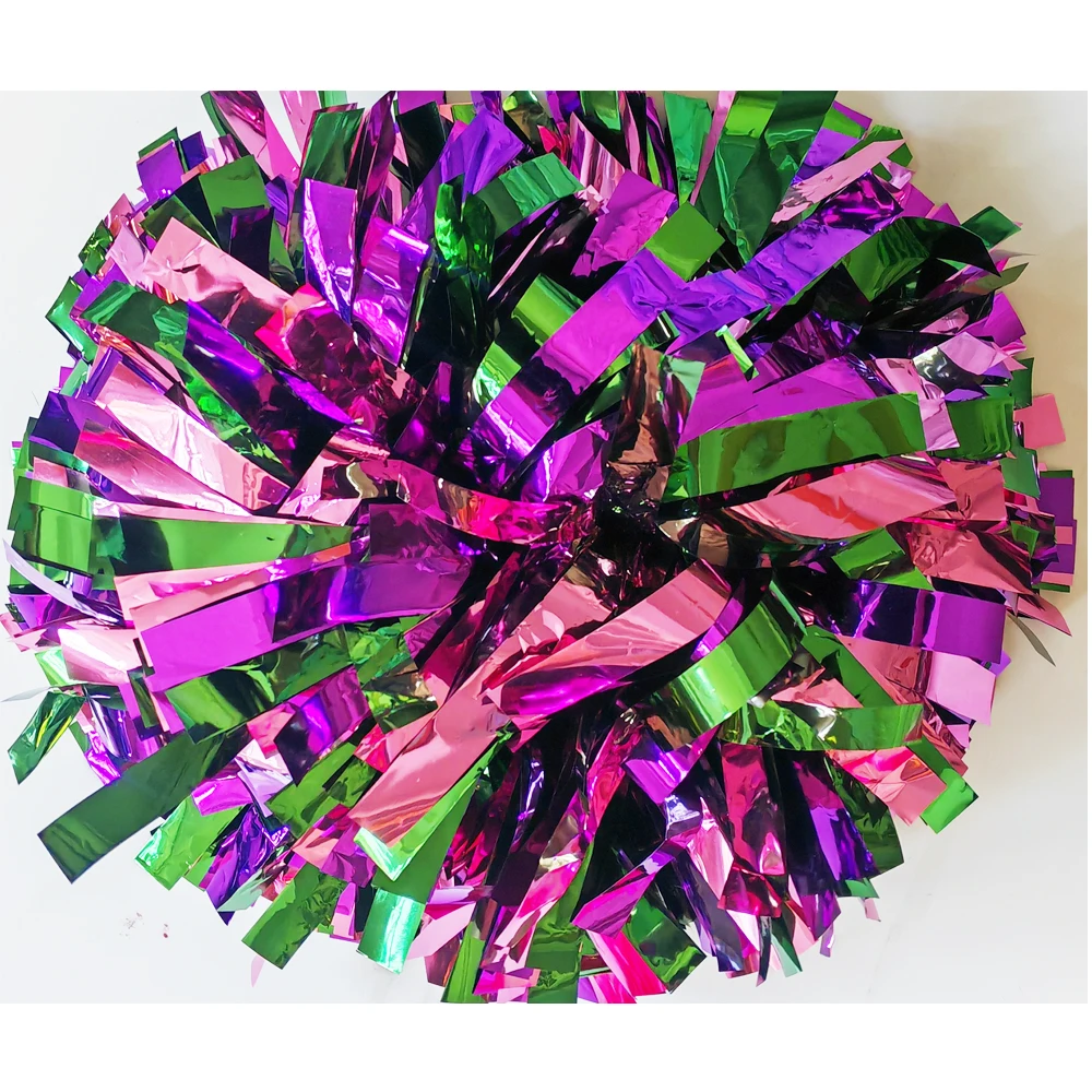 Cheerleader Pom Pom Metallic navy metallic black with holographic silver Mix Size and Color Baton Handle 1PIECE