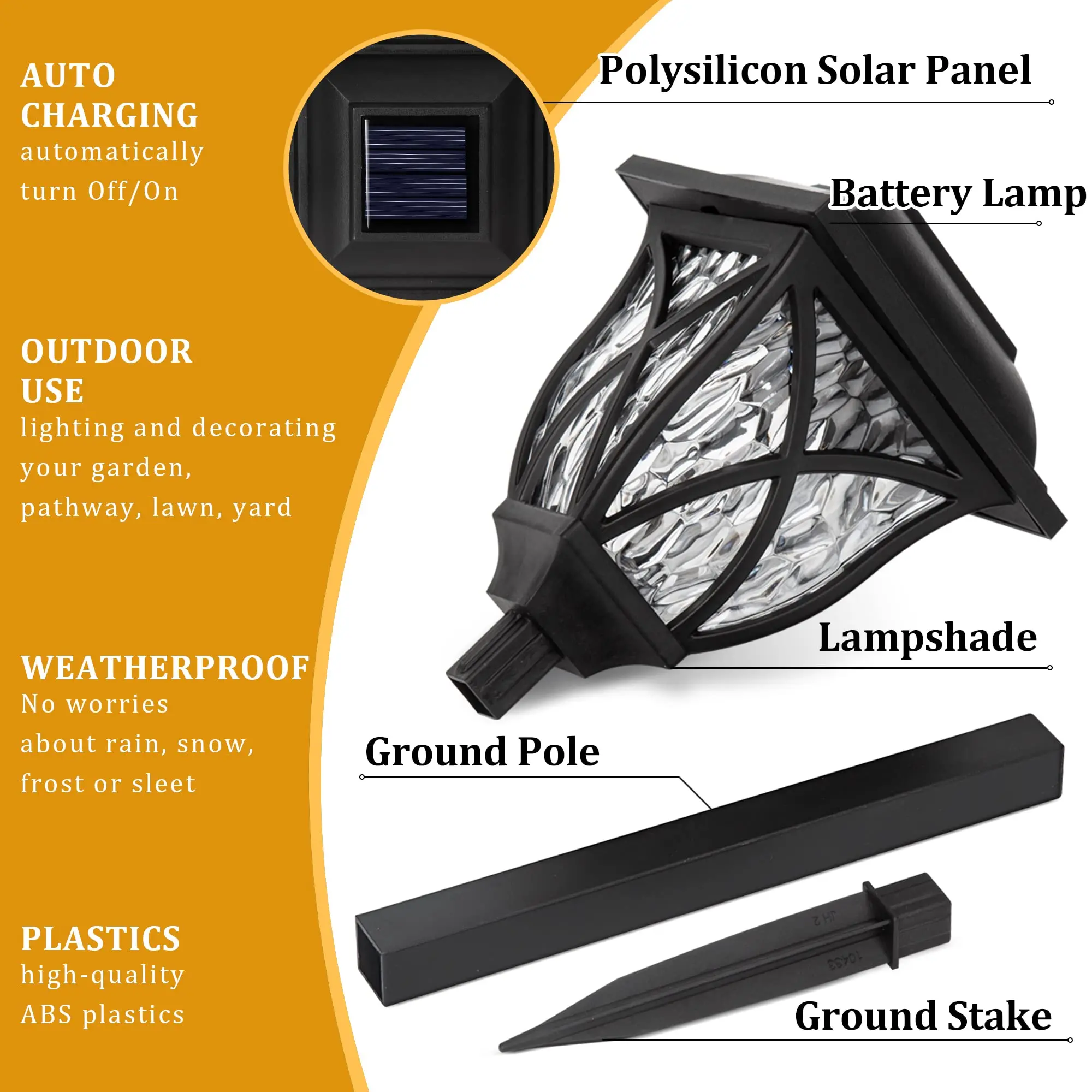 2pcs Led Solar Lawn Lights Outdoor Waterproof Warm Light Garden Decoration Lamp For Walkway Path Villa Yard Driveway 5