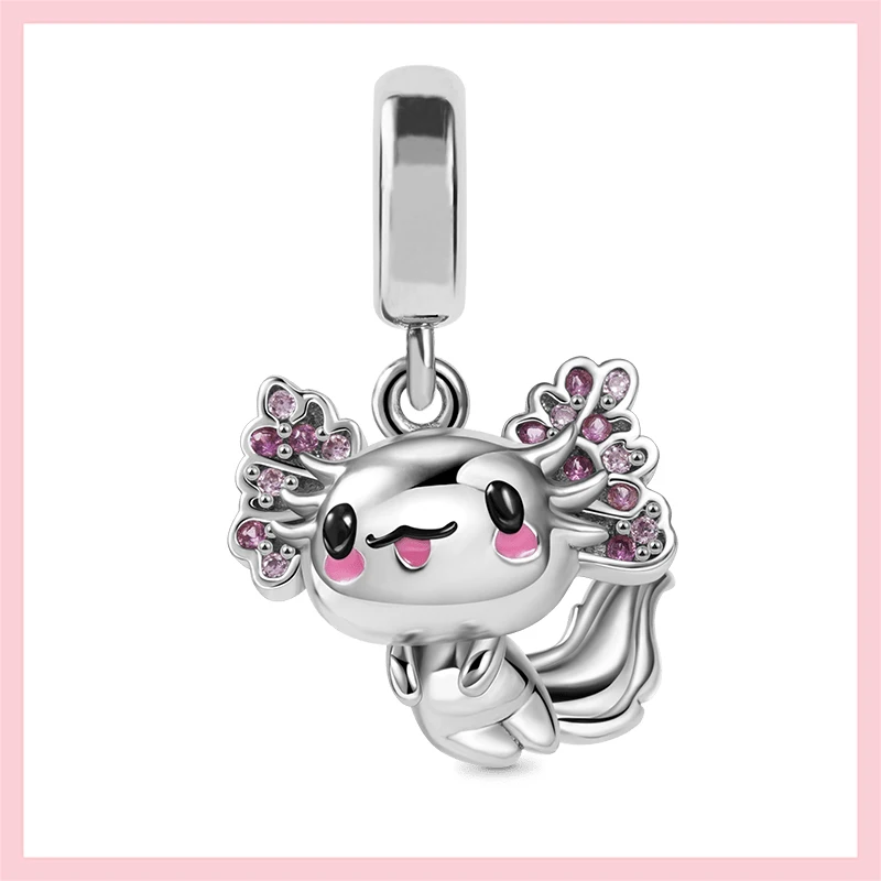 Cute 925 Sterling Silver Charm Dragon Mexican Axolotl Beads Fit