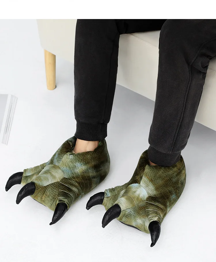 Ultraweiche Löwenpfote Hausschuhe Männer Fuzzy Animal Design Baumwolle Schuhe Männlich Weiblich Paar Hause Bühne Coplay Fleece Hausschuhe – Detail 14