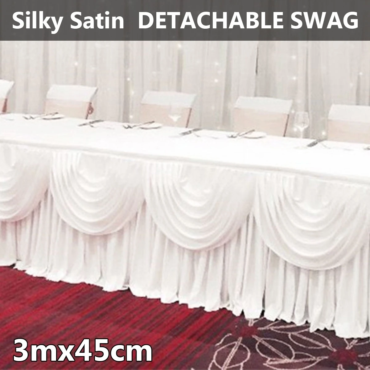 

White Ice Silk Satin Wedding Backdrop Swags Curtain Party Stage Decor