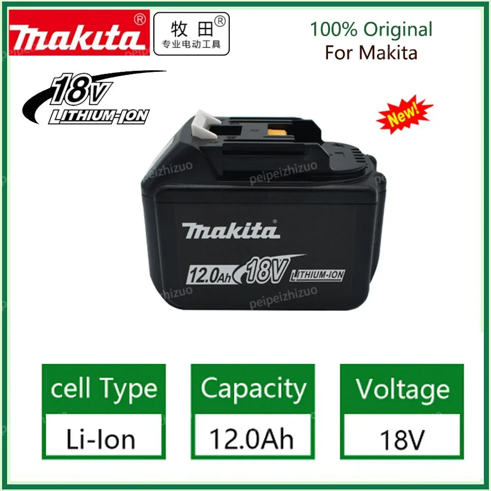 

100% Makita Replacement 18V 12.0Ah Battery For BL1830 BL1830B BL1850 BL1850B BL1840 BL1840B rechargeable battery LED indicateur