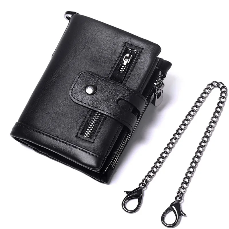 

Винтажный кошелек-цепочка из натуральной кожи для мужчин и женщин RFID кредитница кошельки