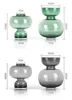 Glass Vase Green Round Gourd Floral Vase Hydroponic Flower Pot Geometric Circle Terrarium Home Decoration Accessories Vases Pots 5