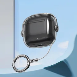 Premium Shockproof TPU Earbud Protective Sleeve with Hook & Lanyards for FreeBuds SE3 (Transparent Black)