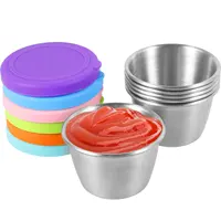 6Pcs 70ml Salad Dressing Container Stainless Steel Portable Silicone Lids Leakproof Dipping Sauce Condiment Box 1