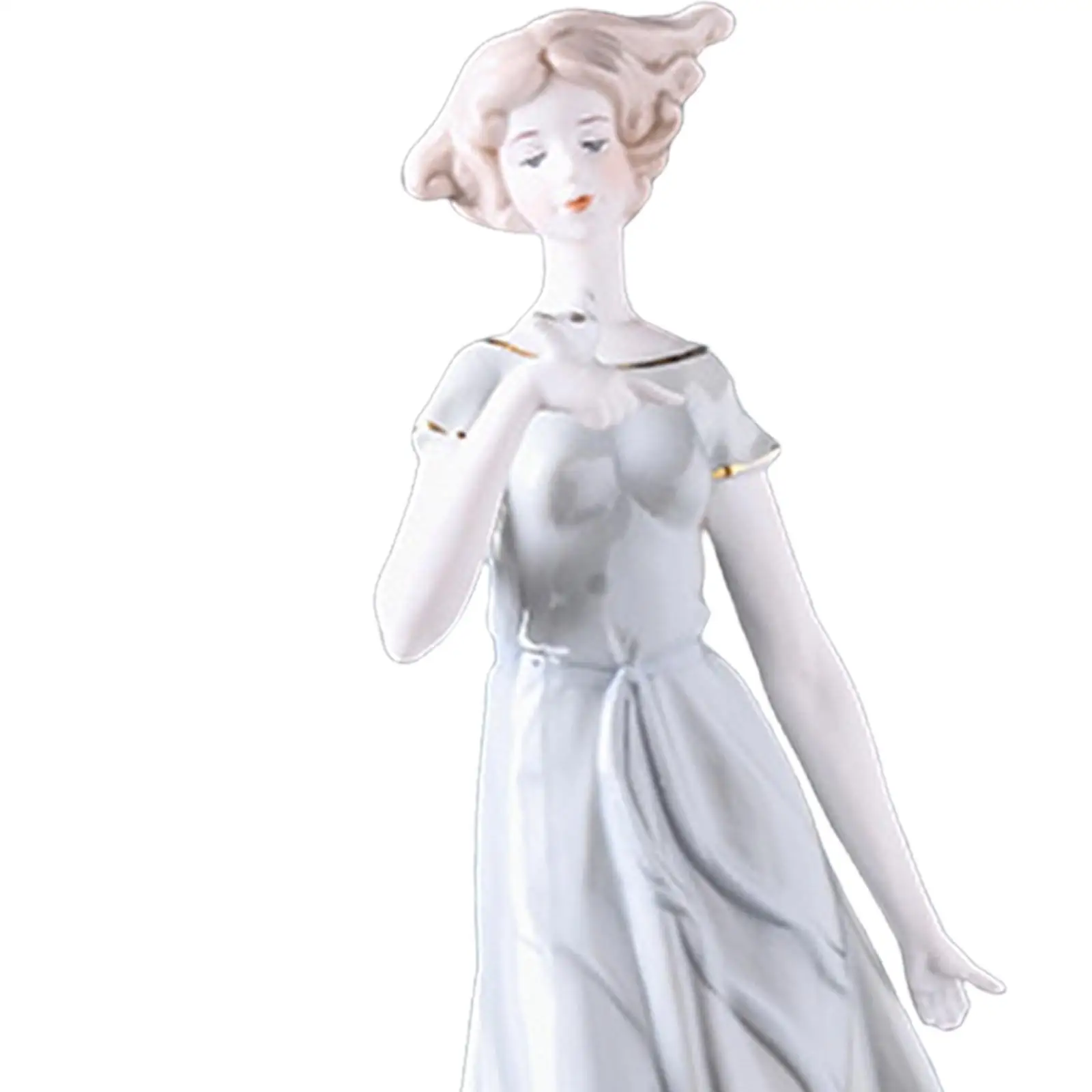 

Ceramic Girl Figurine Centerpiece Collectible Porcelain Lady Statue for Bedroom Living Room Bookshelf Entrance Cabinet Office