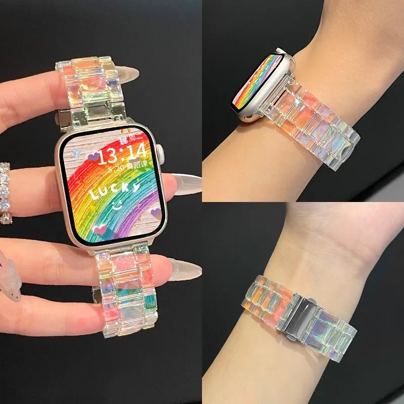 Rainbow Clear Resin Band - Lightweight Wristband Strap Bracelet