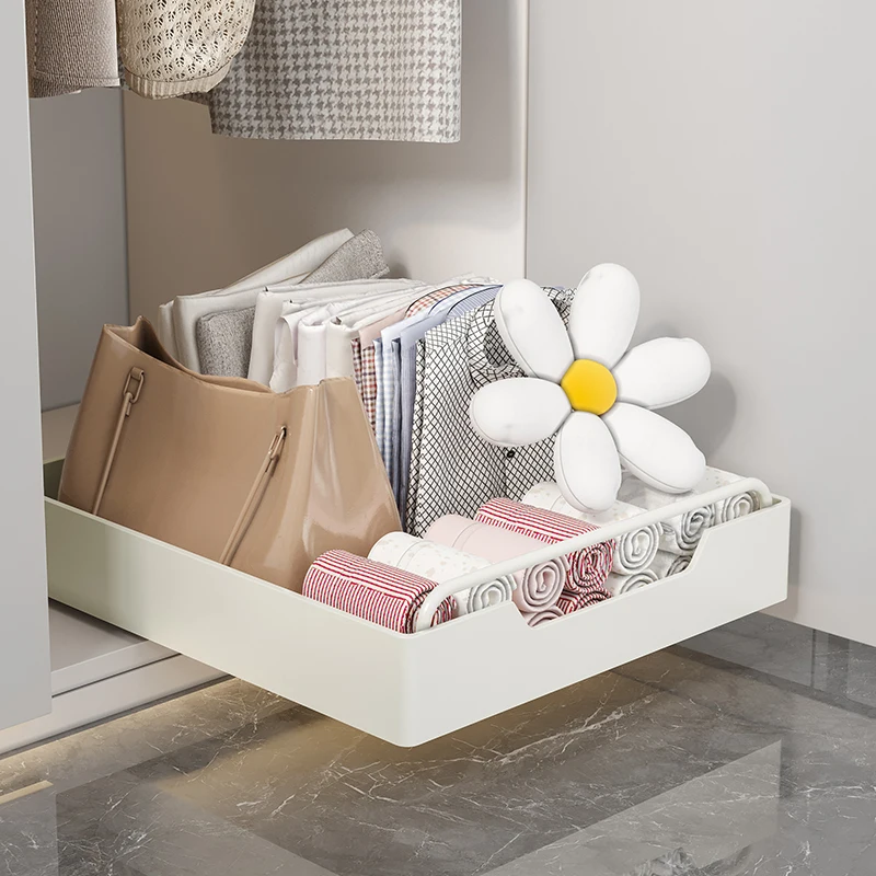 Kitchen Storage Rack Cabinets Organizer with Slide Rails Pull-out Drawer Type Storage Tray