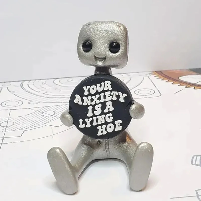 

Статуэтка робота из эпоксидной смолы, художественная игрушка Kawaii Desk Buddy