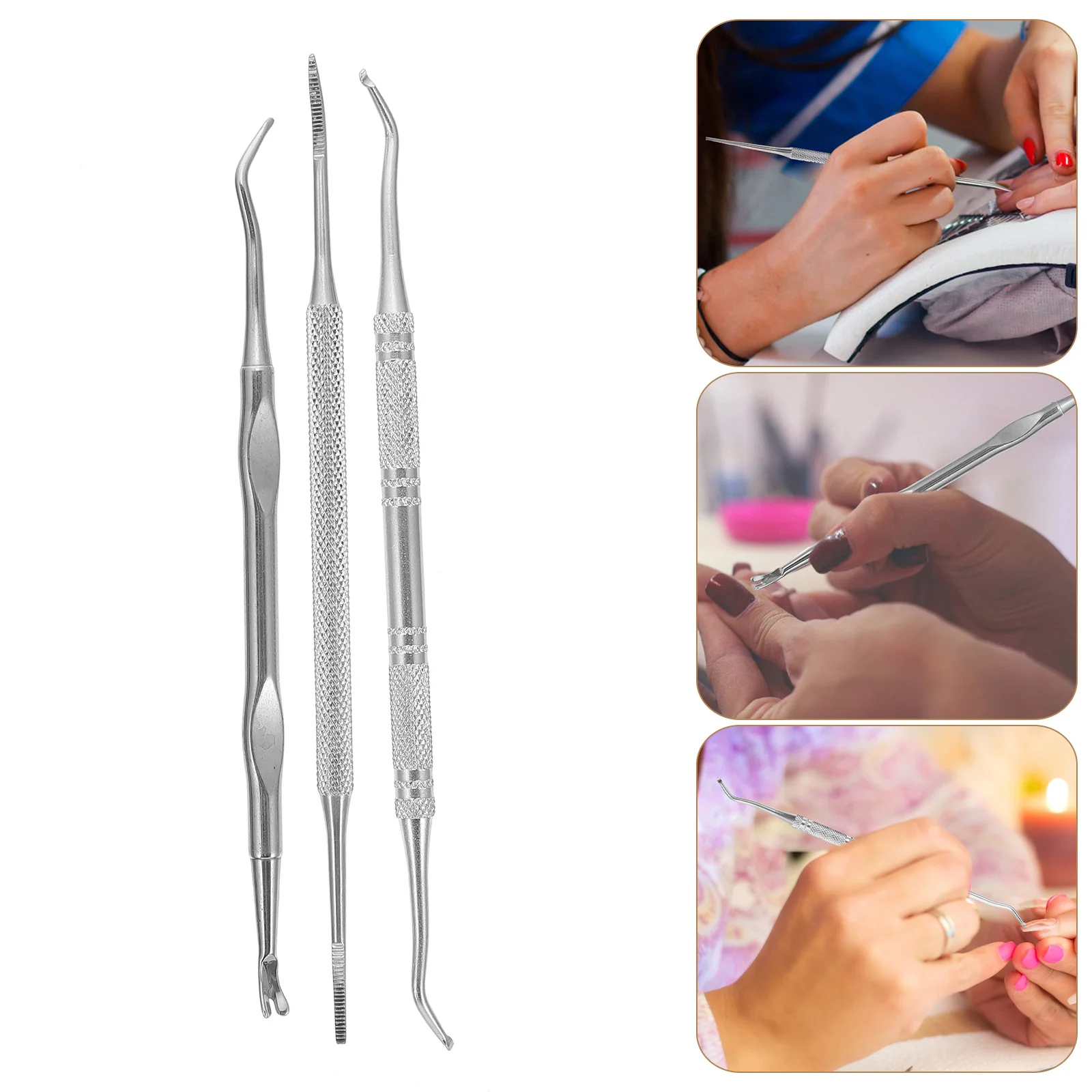 3 Pcs Nail Remover Practical Toenail File Kit Pedicure Tool Ingrown Double-end Cleaner Professional Lifter Dedicated Cleaning new anti splash large opening nail clipper decorating thick hard toes nail special trimmer dedicated single large size household