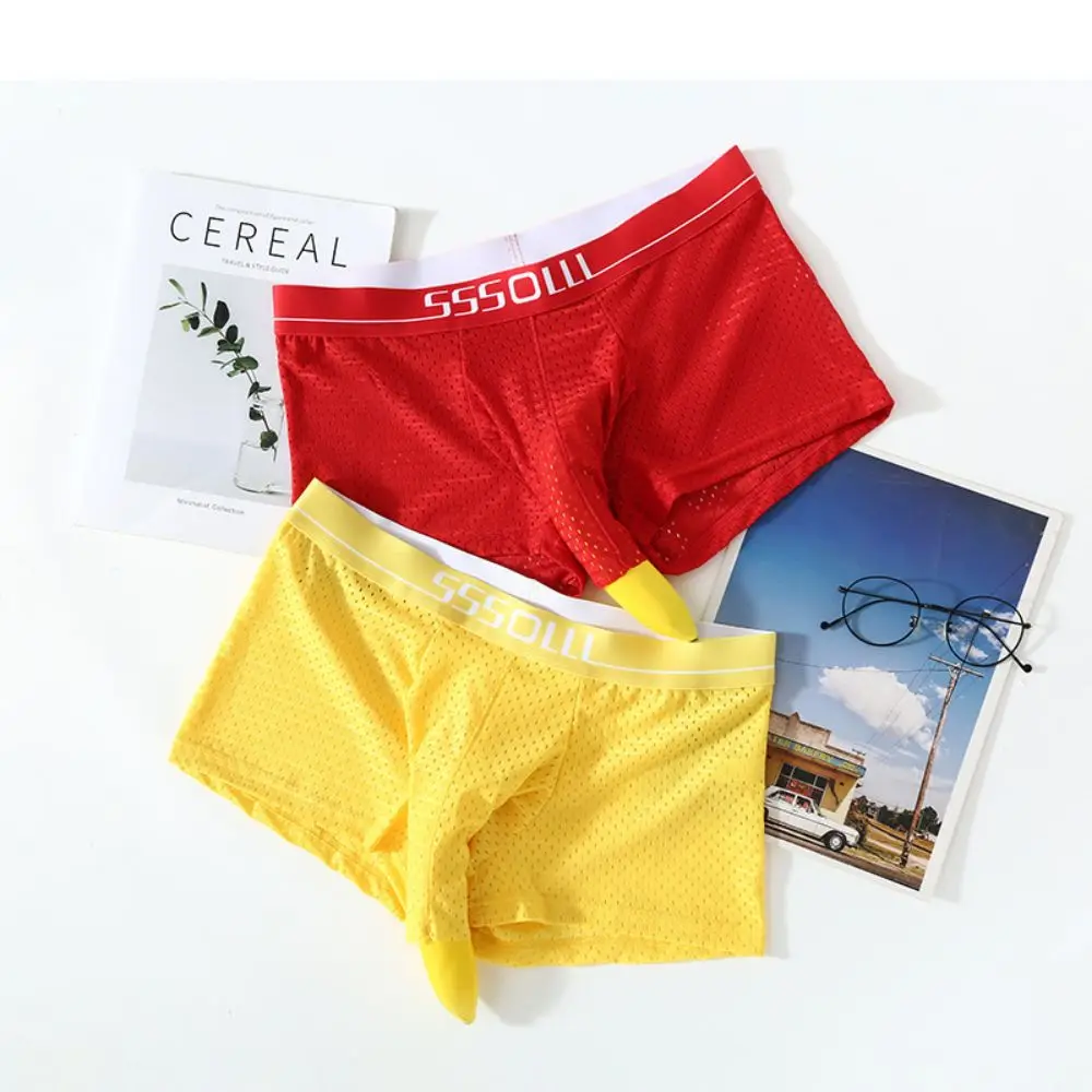 

Men'S Flat Corner Underwear Elastic And Loose Breathable Mesh Underwear Comfortable Boxer Shorts Four Corner Underpants