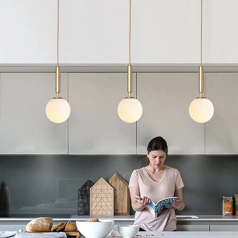 Pendant Lights Chandelier Lighting Pendant Lamp Ceiling Light Modern LED Glass Pendant Light Brass Black Milk Ball Chandeliers Lighting For Bedroom Dining Stairs Ceiling Hanging Lamp Lustres