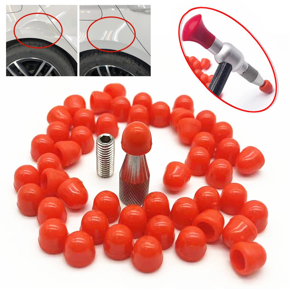 

50pcs Dent Repair Tools Knock Down Head Replacement With Heads Cover Paintless Car Dent Repair Hand Tool Accessories Tools Kit