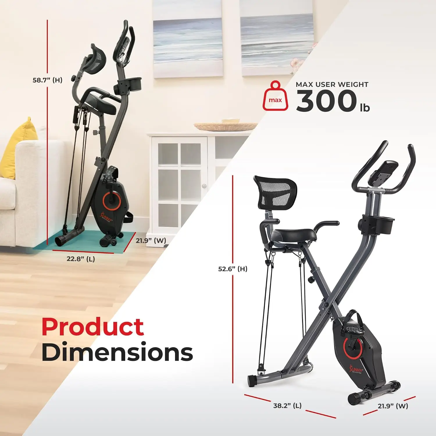 Health & Fitness Smart Folding X-Bike, Portable Compact Exercise Bike for Indoor Cycling Workout, Home Cardio Training Mac