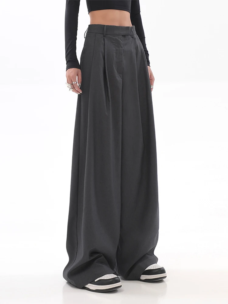Baggy Loose Wide Leg Pants Straight Women Spring Summer Pleated Solid Color Long Trousers 2023 New Y2K Streetwear Korean Fashion