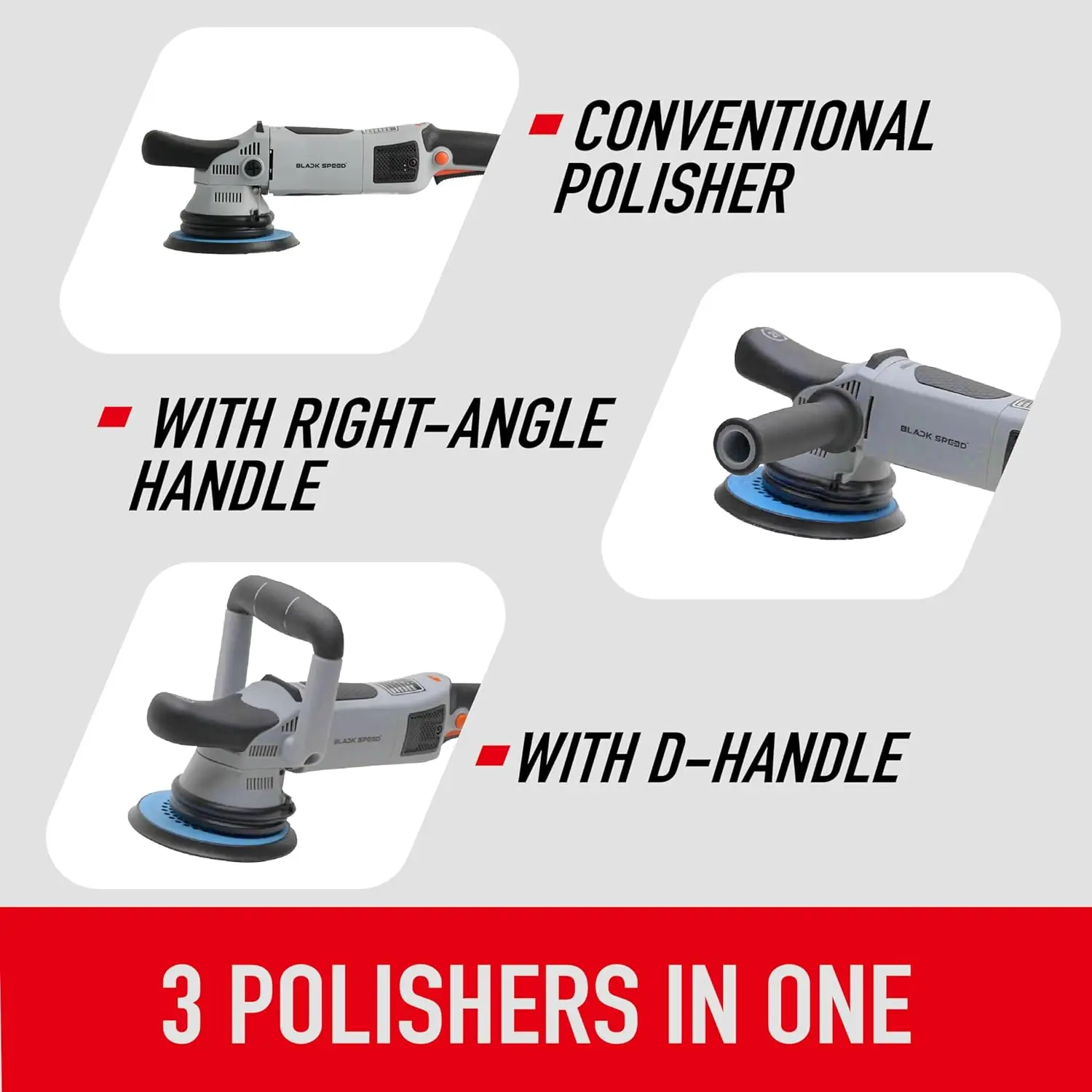 21mm Long-Throw Random Orbital Polisher-750W 7.5-Amp Motor Bearing Construction Vented Flexible Backing Plate