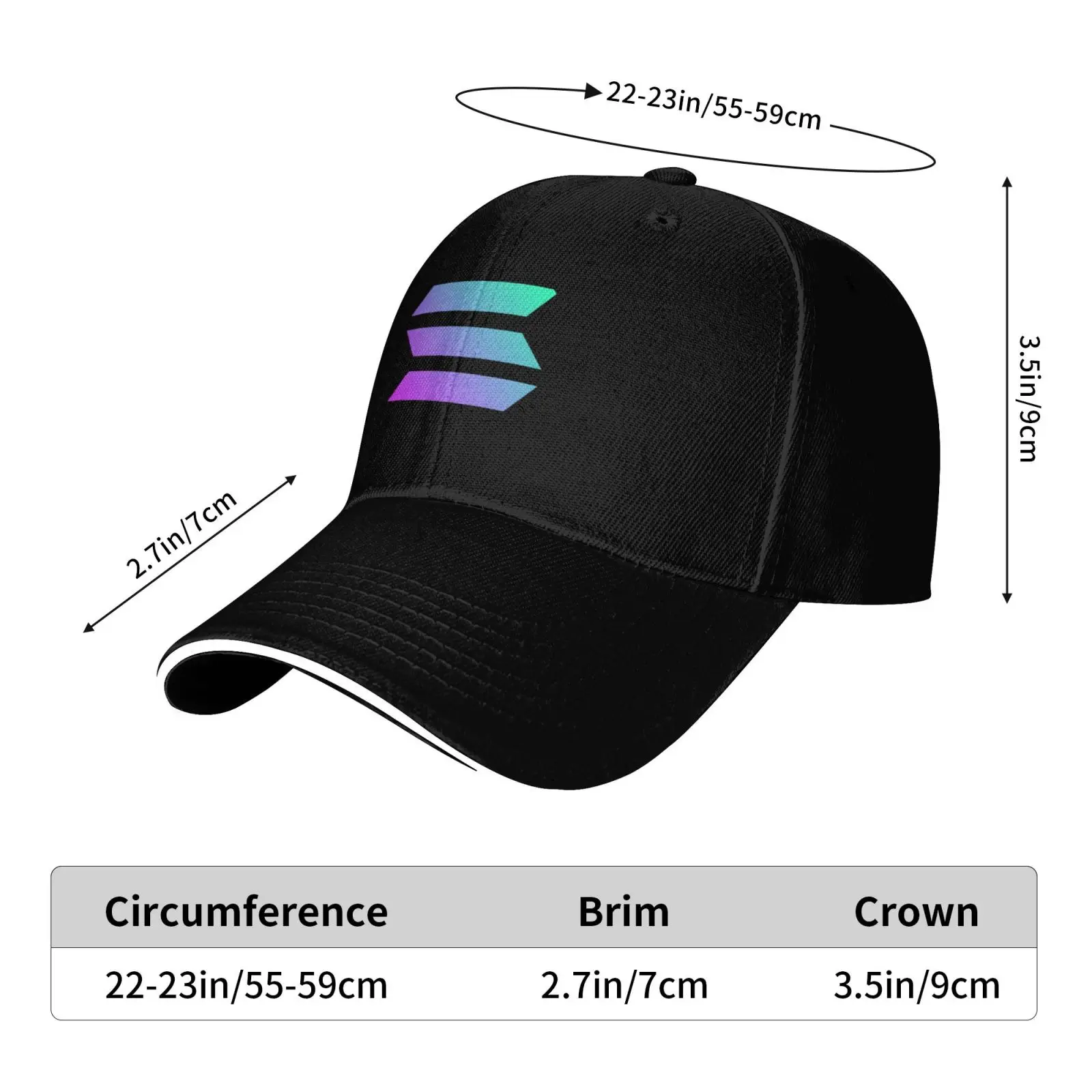 Solana Chain Print Baseball Cap Unisex Adjustable Sandwich Hat Vintage Outdoor Summer Travel Sun Snapback Baseball Cap Hat Web3 3