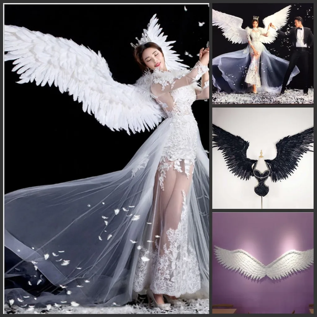 0207VP8TU2F ILOVEFANCYDRESS Grandes Ailes d'ange avec Plumes Noir