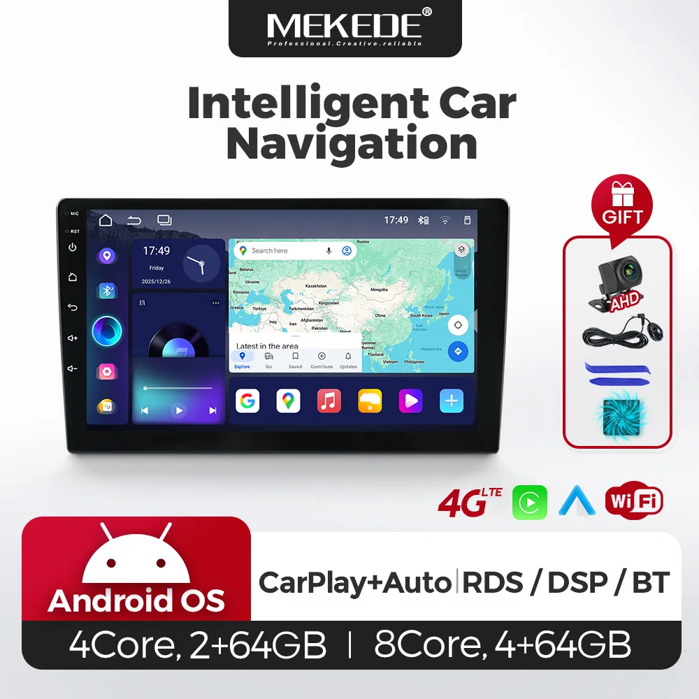 Reproductor Multimedia Universal para Automóvil MEKEDE de 9 y 10 Pulgadas, Carplay, Android Auto, GPS, Unidad Principal Estéreo para Volkswagen, Nissan, Hyundai, Kia, Toyota, Honda 2