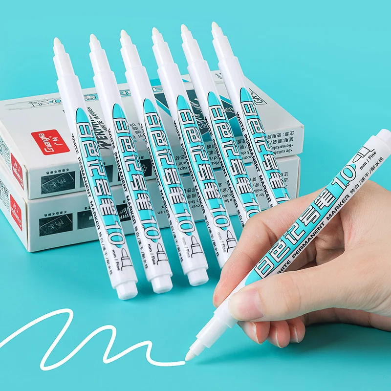 White Marker Pen Oily Waterproof Permanent Gel Pen for Writing Drawing White DIY Album Graffiti Stationery for Notebook 1 PC