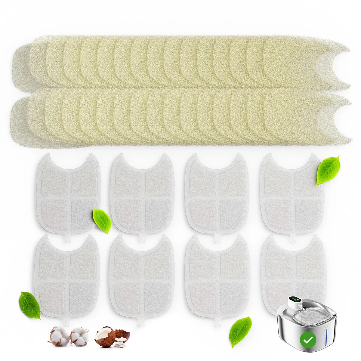 Pet Water Fountain Replacement Filters APETDOLA Stainless Steel Water Fountain Drinking Dispenser 6-layer Filtration System 8-pack fs10pro