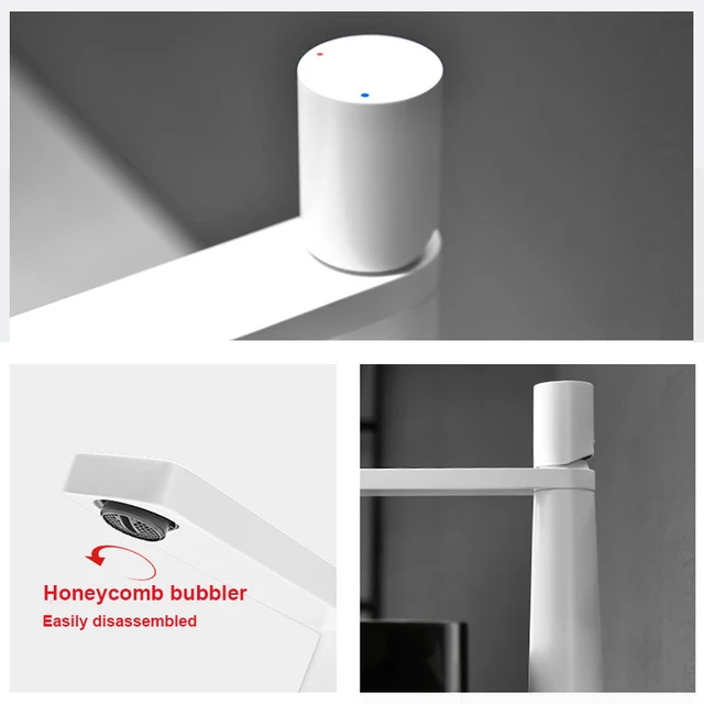 ก๊อกน้ําอ่างล้างหน้าห้องน้ําโมเดิร์นสแตนเลสผสมก๊อกดาดฟ้าติดตั้งก๊อกน้ําร้อนและเย็นก๊อกน้ําอ่างล้างจานสําหรับห้องน้ํา 2