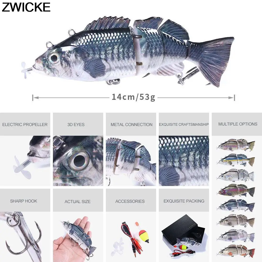 4 Segments 14cm 53g Automatic Electric Swing Lure USB Rechargeable