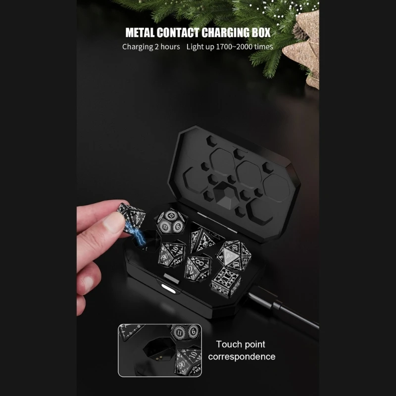 242F 7 Pcs Glowing LED Dices Role Playing Game Polyhedral Dices LED Electronic