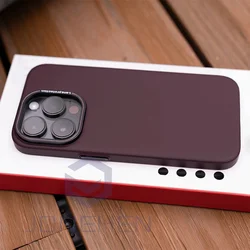 Retro Ultra Thin Matte Hard Case - Shockproof Slim Silky Skin Solid Color Cover - iPhone 15 (Wine Red RMQ)