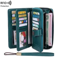High Quality Women Wallet RFID Anti-theft Leather Wallets For Woman Long Zipper Large Ladies Clutch Bag Female Purse Card Holder 2