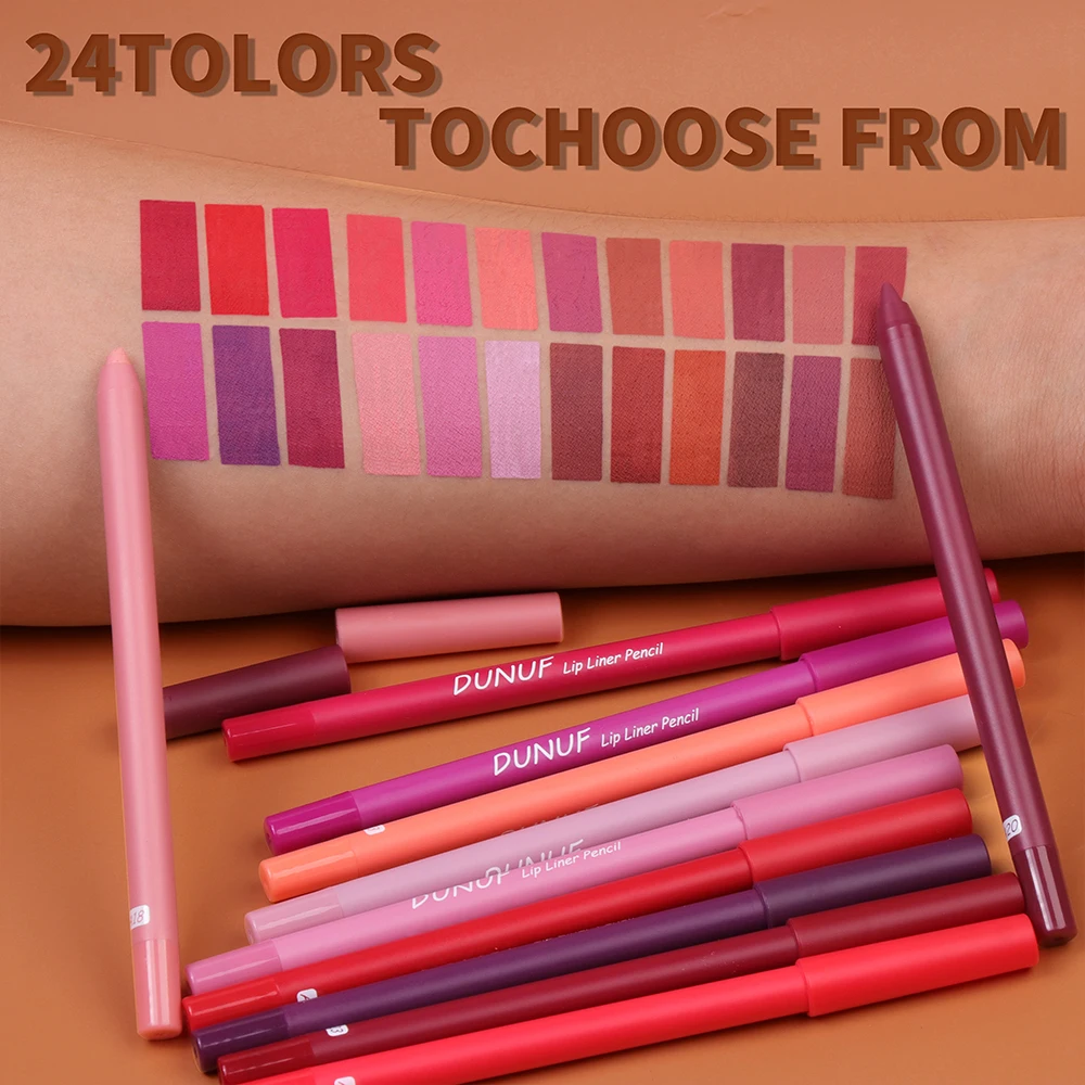 DUNUF 6Pcs Waterproof Matte Soft Lip liner Pencil Set Red Nude Purple Contour Lipstick Long-lasting Moisturizing Lips Makeup 5