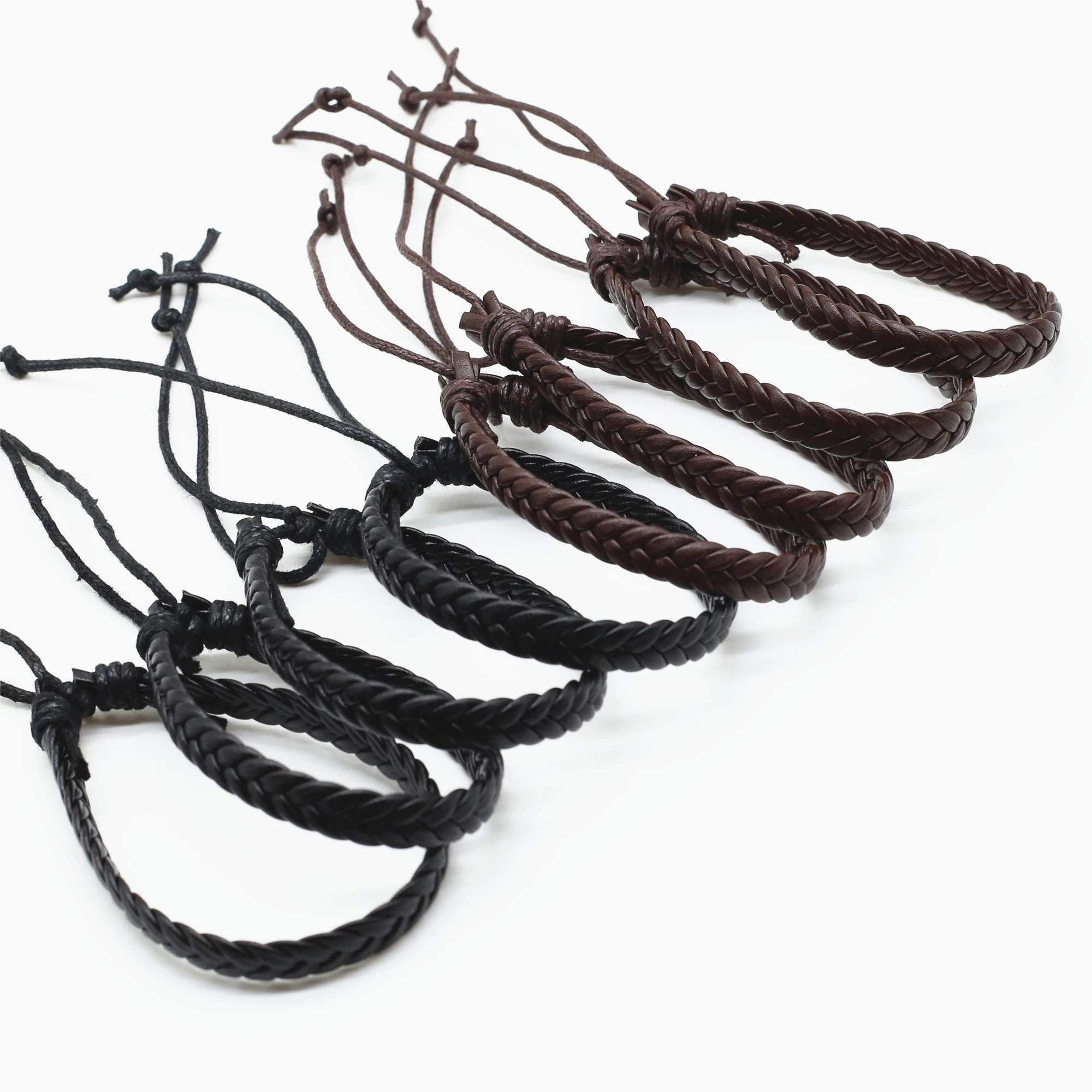 WestBull Plait Weave Black Brown PU Leather Men Bracelets Pulsera Women Bangle Male DIY Homme Jewelry Accessories