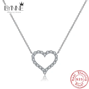 Hot Sale Fashion 925 Sterling Silver Heart Zircon Pendants Necklaces Women Jewelry Birthday Gift Rhinestone Charm Clavicle Chain