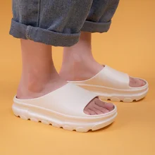 

4cm Thick Soled Slippers For Women Simple Solid Color Couple EVA Open Toe Flip Flops Sandals 2022 Summer Home Slipper