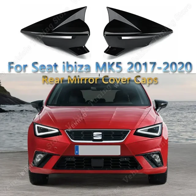 Für Seat ibiza V MK5 KJ1 KJG 2 stücke Glanz Schwarz/Carbon Look Rückspiegel  Abdeckung Caps