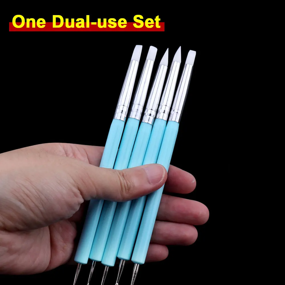 For Fun Two Head Dotting Tools Acrylic Sculpting Polymer Soft Pottery Clay Tool Silicone Head Art Embossing Shaper Tool 5Pcs/Set
