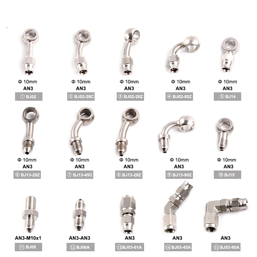 AN3 รถจักรยานยนต์มอเตอร์จักรยานเบรคไฮดรอลิกท่อน้ํามันสาย Banjo FITTING m10x1 สแตนเลส 10 มม.ใหม่ 1