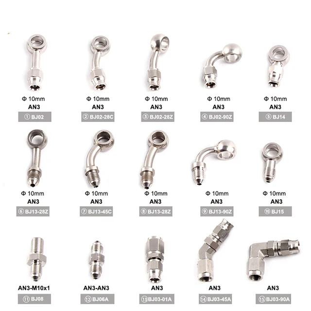 AN3 รถจักรยานยนต์มอเตอร์จักรยานเบรคไฮดรอลิกท่อน้ํามันสาย Banjo FITTING m10x1 สแตนเลส 10 มม.ใหม่ 1