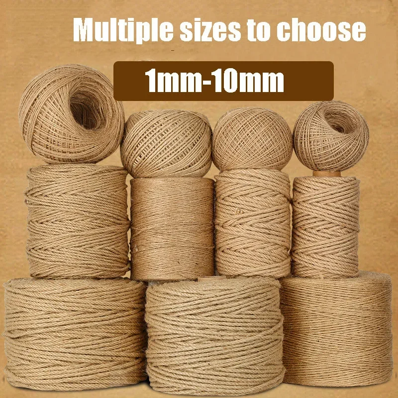 1-10MM Natural Hessian Jute Twine Jute Rope Burlap Rope Burlap String for DIY Crafts Gift Wrapping Wedding Christmas Decor jute rope