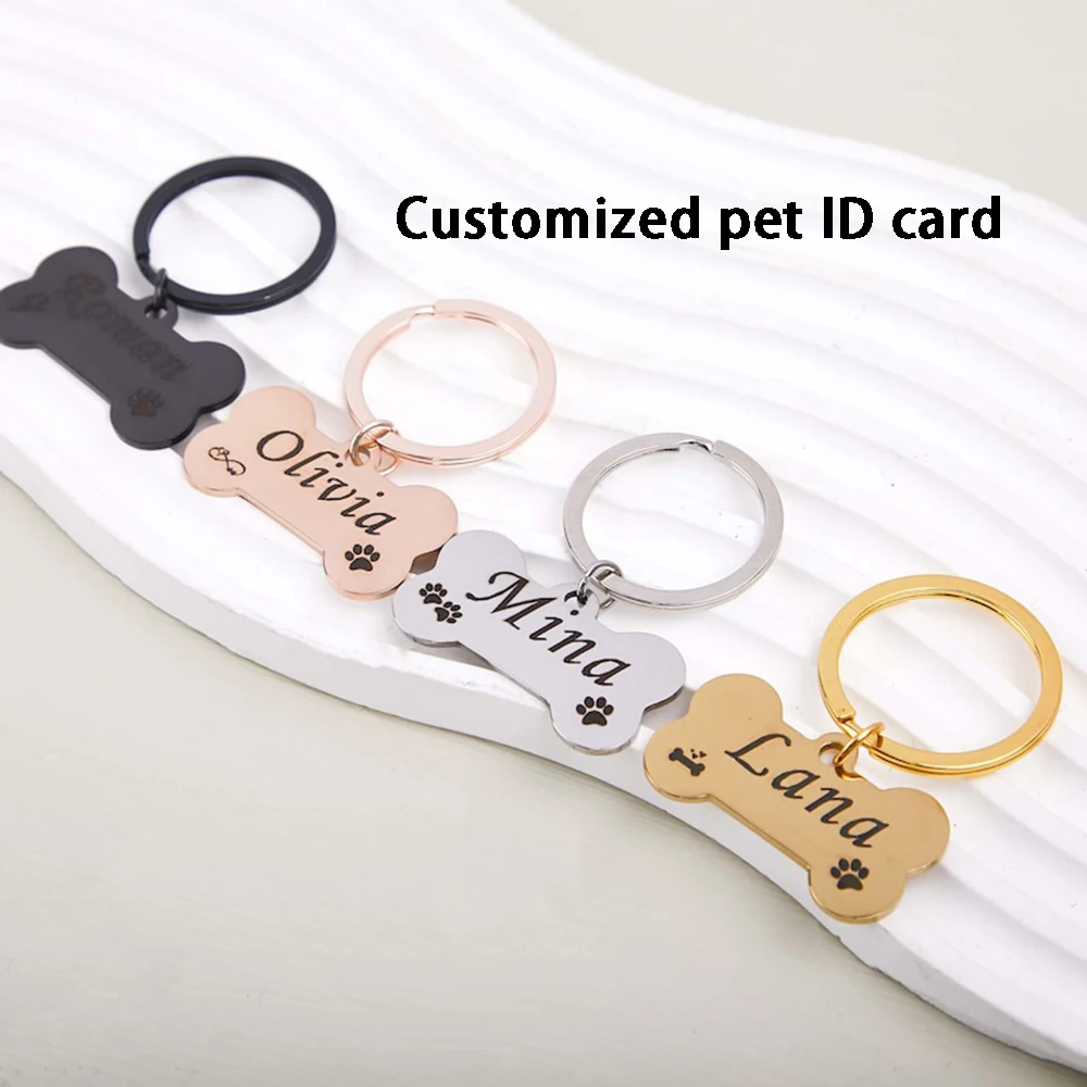 Customized Bone Shaped Dog Name Tag Cute Personalized Dog ID Tag ...