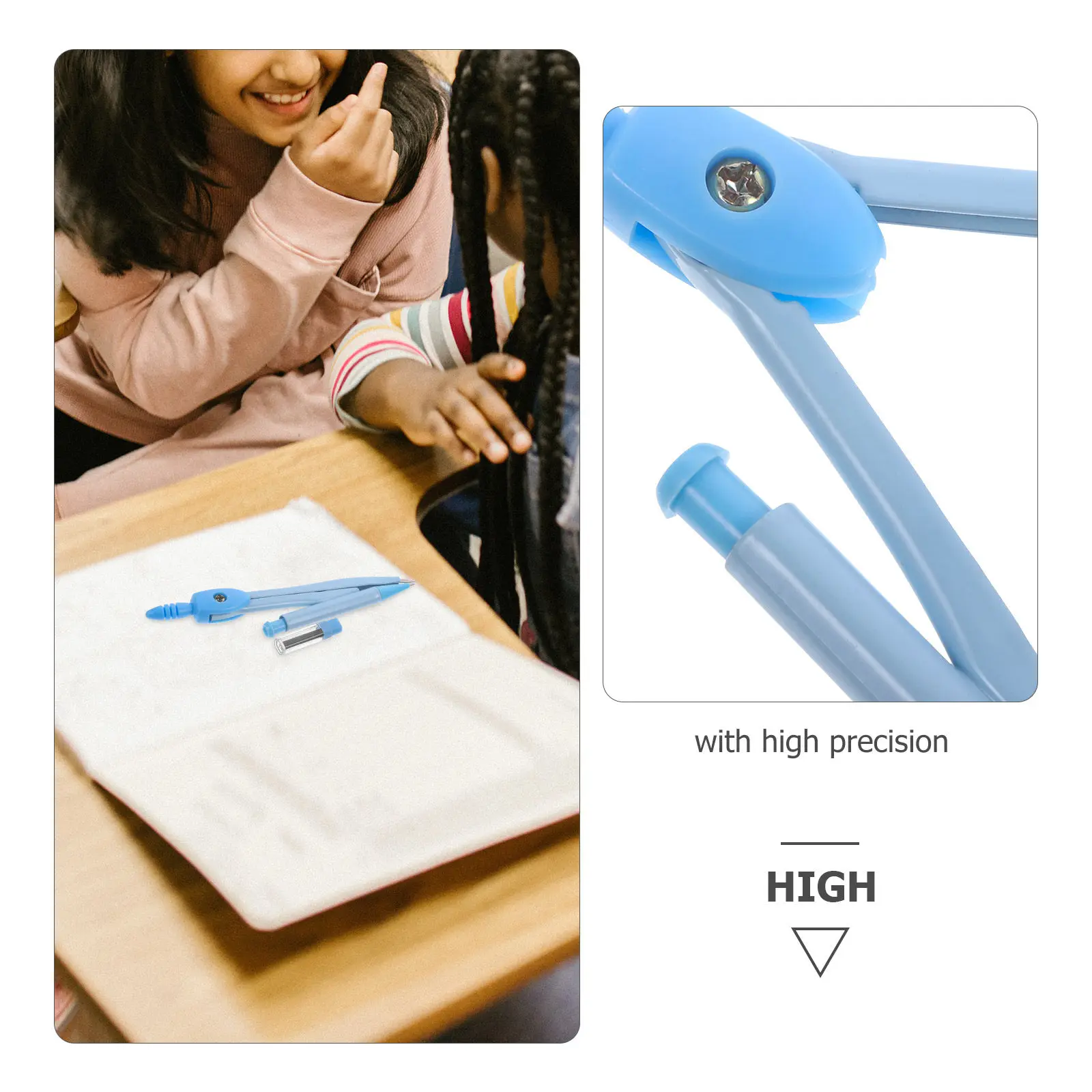 학생용 휴대용 수학 컴퍼스 1세트, 고정밀 제도 도구, 금속 기하학 세트, 원형 그리기 도구