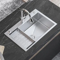 304สแตนเลสสตีลอ่างล้างจาน Topmount หรือ Undermount ชามเดี่ยวอ่างล้างหน้าสำหรับบ้านที่มีระบายน้ำอุปกรณ์เสริม 1