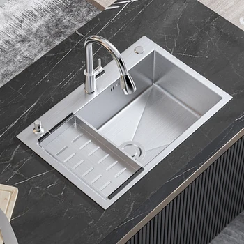 304สแตนเลสสตีลอ่างล้างจาน Topmount หรือ Undermount ชามเดี่ยวอ่างล้างหน้าสำหรับบ้านที่มีระบายน้ำอุปกรณ์เสริม 1