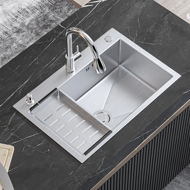 304สแตนเลสสตีลอ่างล้างจาน Topmount หรือ Undermount ชามเดี่ยวอ่างล้างหน้าสำหรับบ้านที่มีระบายน้ำอุปกรณ์เสริม 1