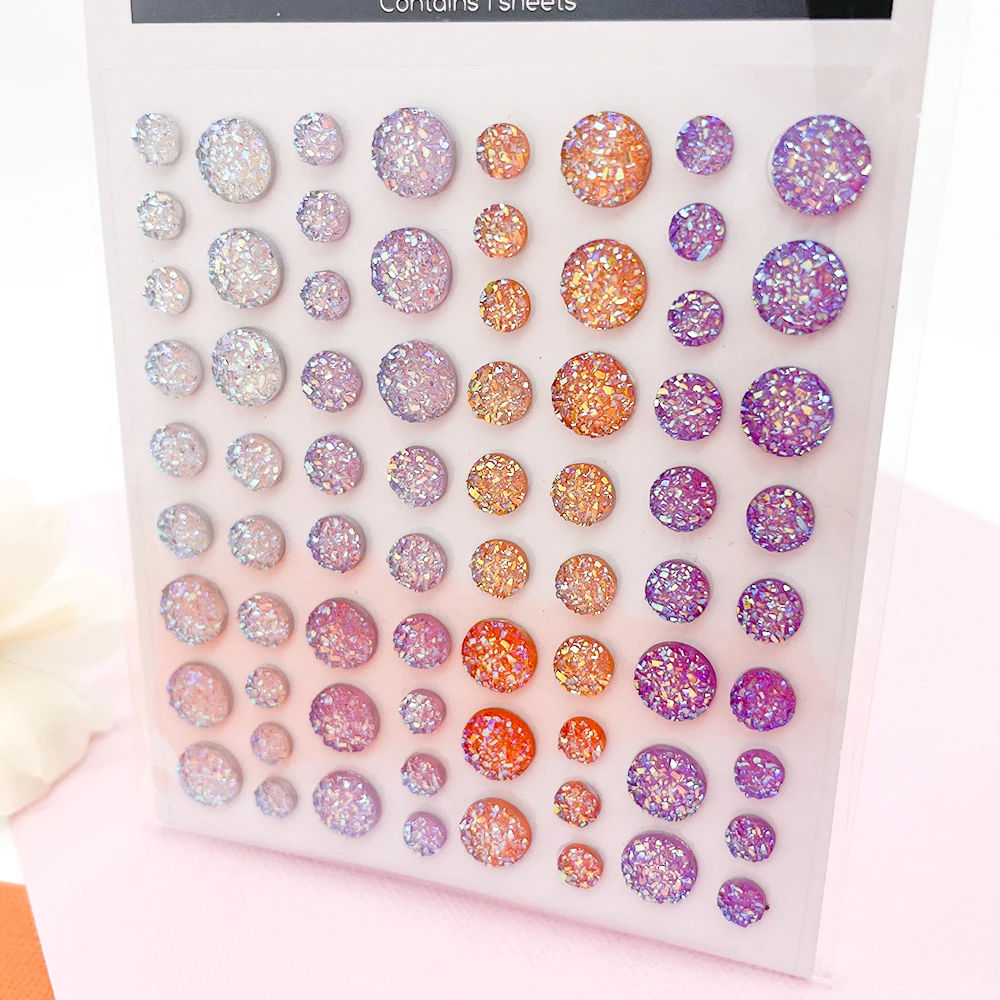 Creative Path 72 Stück Vintage selbstklebende runde Mini-Strass-Aufkleber mit Glitzer für Journaling, Scrapbooking, Planer und Bastelarbeiten – Detail 8
