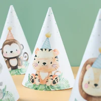 6pcs/lot New Lovely cartoon Jungle Lion Theme Party Paper Caps Cartoon Animal Party Hats For Kids Birthday Party Supplies 4