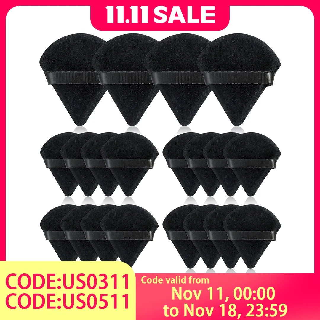 20-Pack Black Makeup Sponges - Professional Application for Holiday Parties - Disposable & Sanitary Use