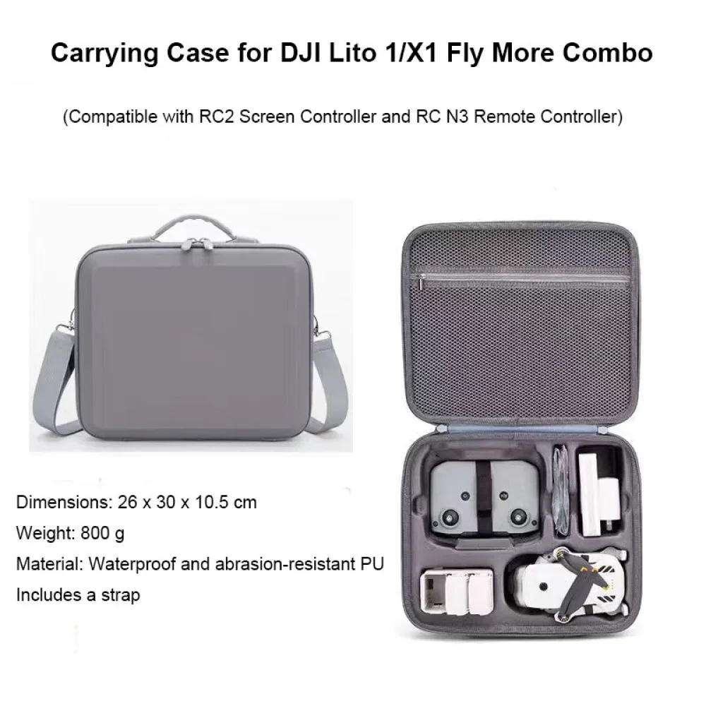 DJI Lito1/X1용 휴대용 케이스 RC2 및 RC-N3용 방수 PU 가방 원격 제어용 방수 휴대용 숄더백