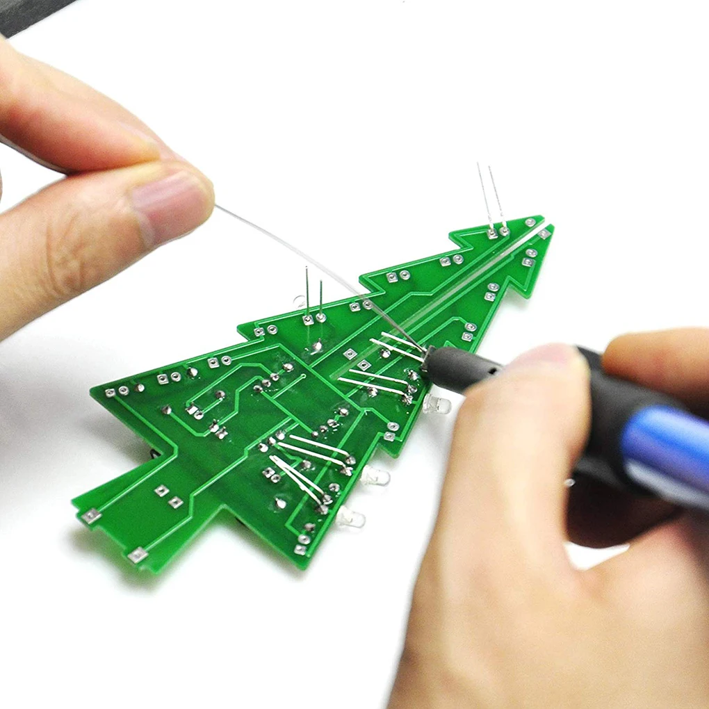 Christmas Tree LED Flash Kit 3D Electronic Learning Set 3 Color Flashing LED PCB Solder Tool Accessorie DIY Electronic Fun Suite